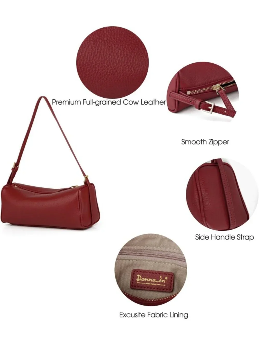 Premium Full Grain Leather Crossbody & Barrel Bag | Stylish Hobo Purse with